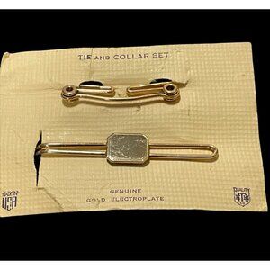 1940s Tie and Collar Set by EHM Genuine Gold Electroplate Engravable-WWII NOS-R